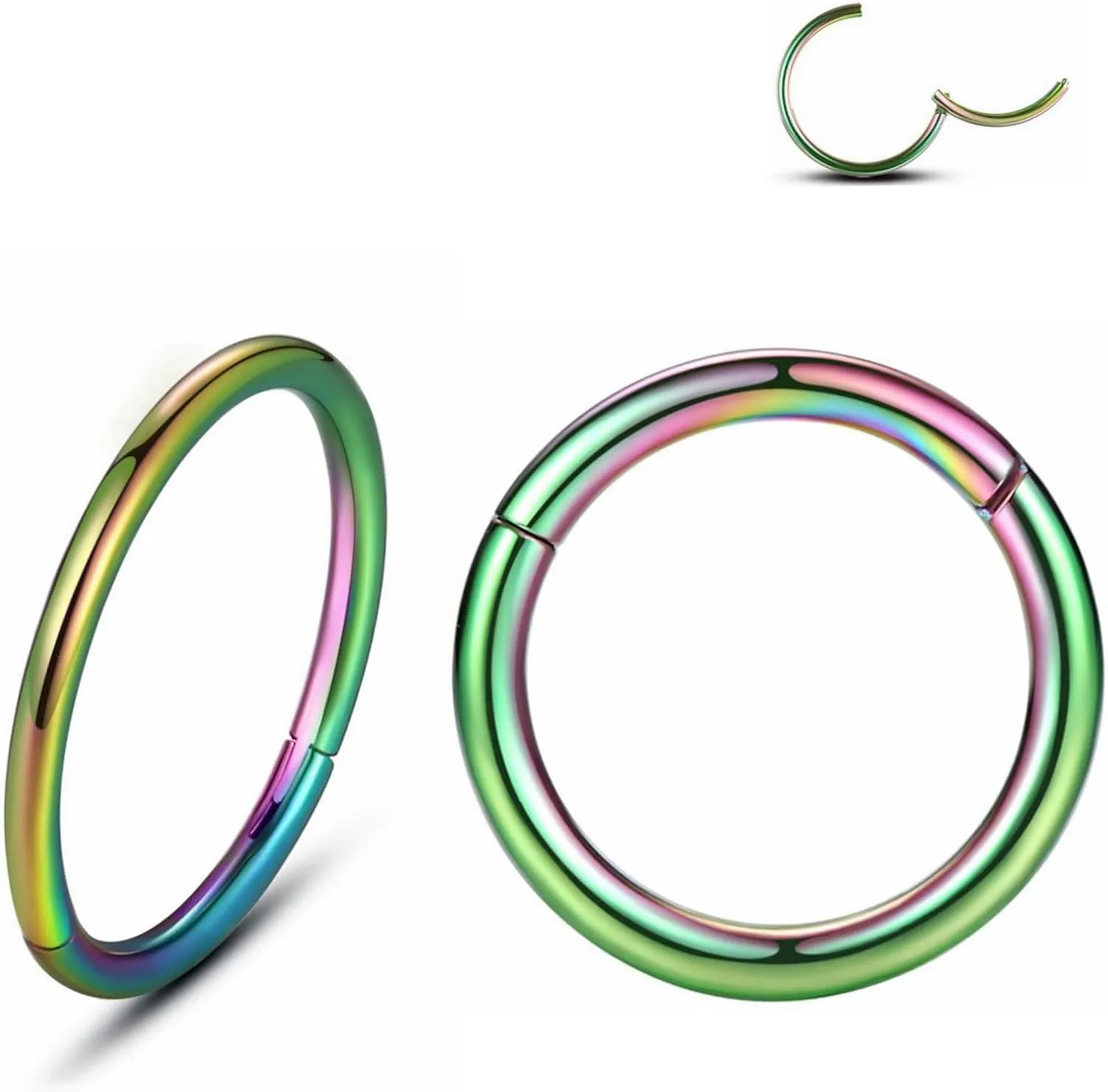 Yrogcu Nose Ring Lip Rings Septum-Clicker:8G 10G 12G14G 16G 18G 20G Dia.6mm 8mm 10mm 12mm 14mm 16mm Hinged Nose Piercing Hoop Ring Sleeper Earring Helix Rook Conch Cartilage Daith Tragus Earrings Nose Piercing Jewelry