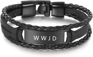 ZKXXJ WWJD HWLF Bracelets for Men Women,Braided Leather Bracelet What Would Jesus Do ? He Would Love First ! Inspirational Reminder Religious Jewelry,Gifts for Him Her