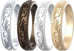Zollen Silicone Wedding Rings for Women 4/7 Packs -Metallic Stackable Silicone Rubber Wedding Bands -Innovative Vine Collection