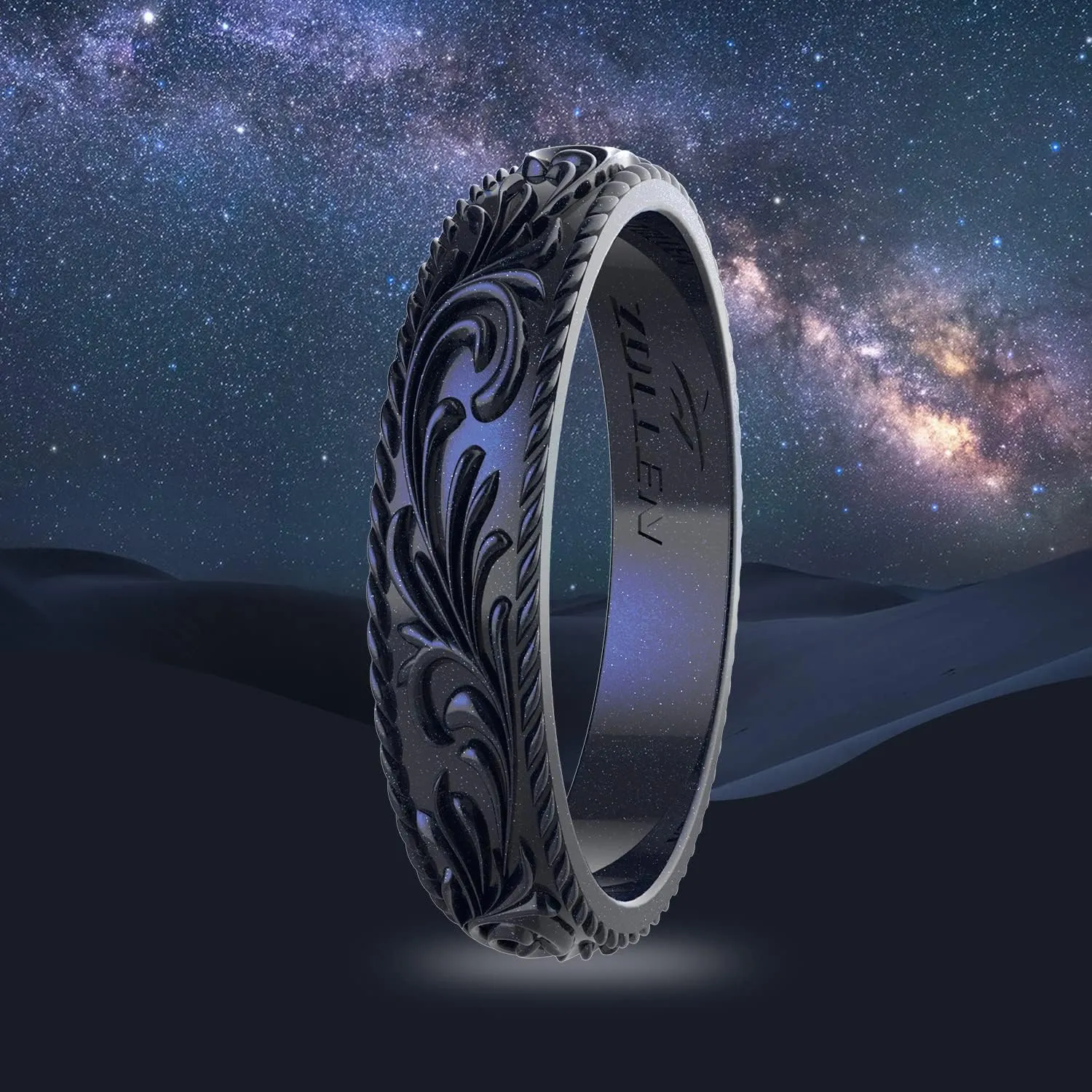 Zollen Silicone Wedding Rings for Women 4/7 Packs -Metallic Stackable Silicone Rubber Wedding Bands -Innovative Vine Collection