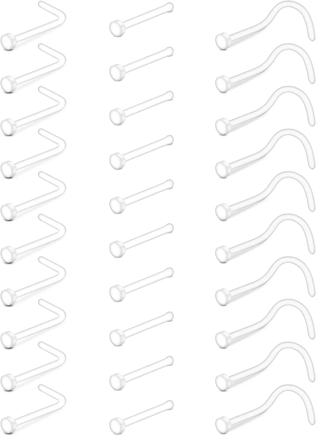 Zolure Piercing Jewelry - Clear Nose Studs, Rings, Septum, Lip, Cartilage, Tongue, Rook, Daith, Ear, Industrial, Nipple, Belly Piercing for Work & Surgery