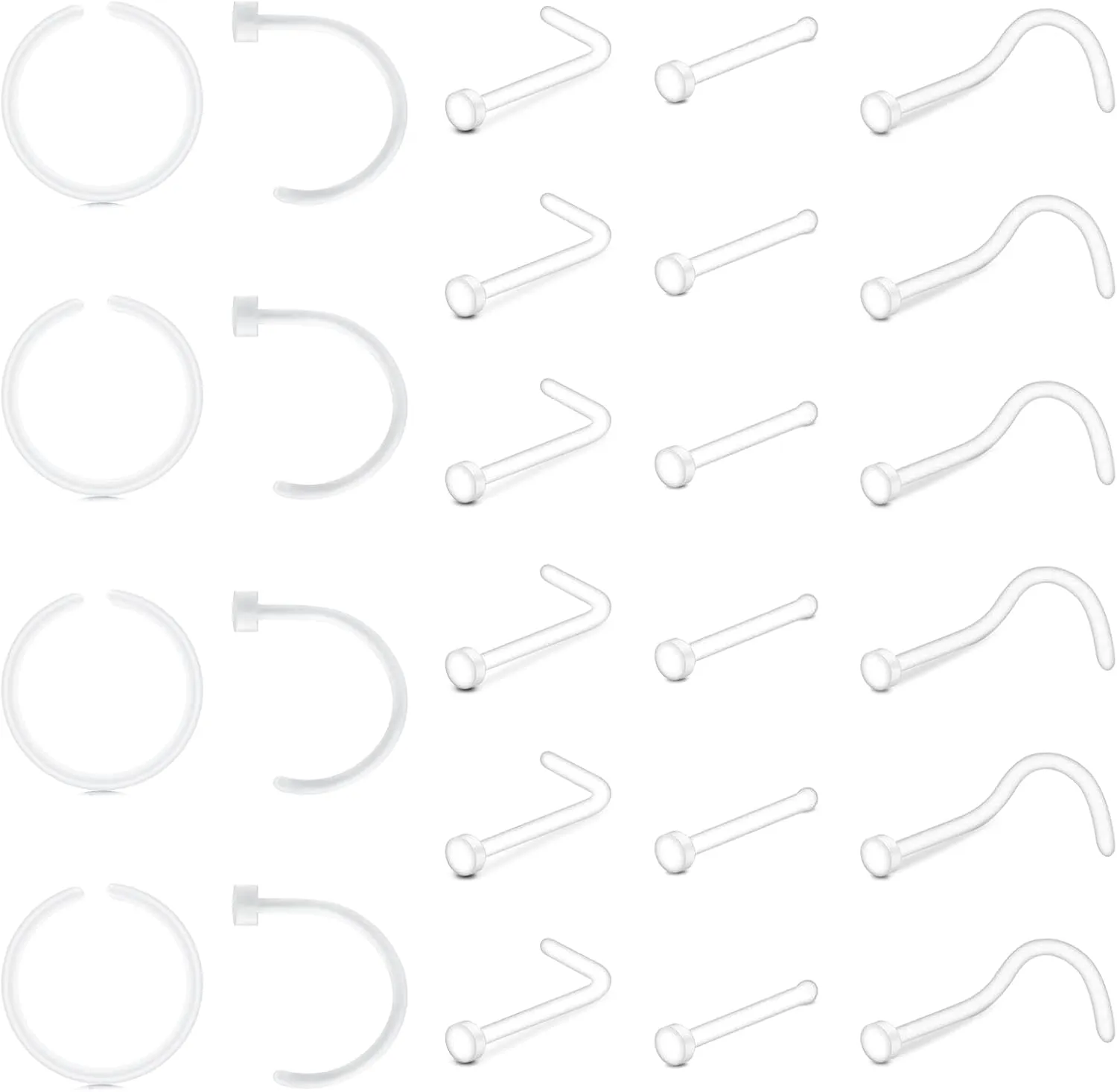 Zolure Piercing Jewelry - Clear Nose Studs, Rings, Septum, Lip, Cartilage, Tongue, Rook, Daith, Ear, Industrial, Nipple, Belly Piercing for Work & Surgery