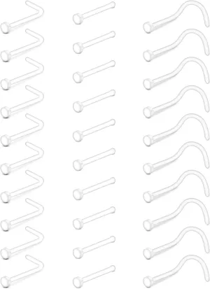 Zolure Piercing Jewelry - Clear Nose Studs, Rings, Septum, Lip, Cartilage, Tongue, Rook, Daith, Ear, Industrial, Nipple, Belly Piercing for Work & Surgery