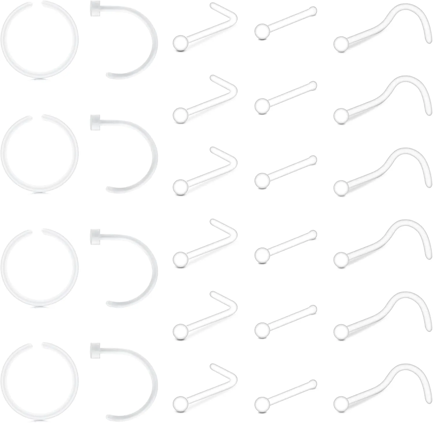 Zolure Piercing Jewelry - Clear Nose Studs, Rings, Septum, Lip, Cartilage, Tongue, Rook, Daith, Ear, Industrial, Nipple, Belly Piercing for Work & Surgery
