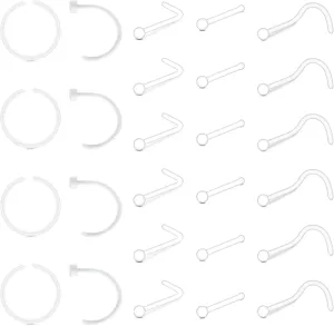 Zolure Piercing Jewelry - Clear Nose Studs, Rings, Septum, Lip, Cartilage, Tongue, Rook, Daith, Ear, Industrial, Nipple, Belly Piercing for Work & Surgery