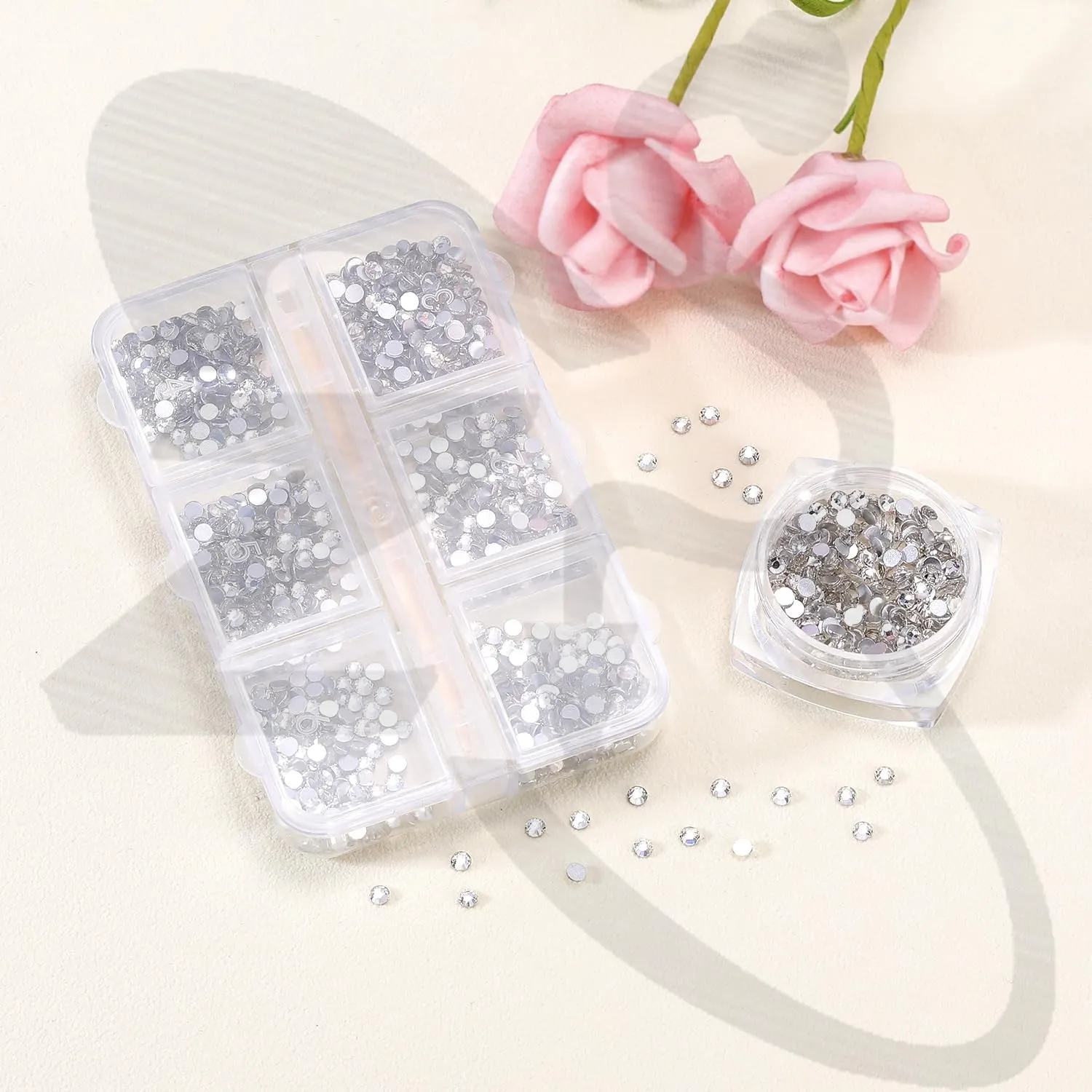 ZS 500Pcs Fake Nose Stud, Non-Piercing Eyebrow Nose Lip Ear Ring Fake Skin Piercing Jewelry, Faux Nose Studs Face Gems Stick on Face Jewels Eye Jewels with Eyelash Glue