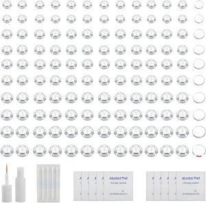 ZS 500Pcs Fake Nose Stud, Non-Piercing Eyebrow Nose Lip Ear Ring Fake Skin Piercing Jewelry, Faux Nose Studs Face Gems Stick on Face Jewels Eye Jewels with Eyelash Glue